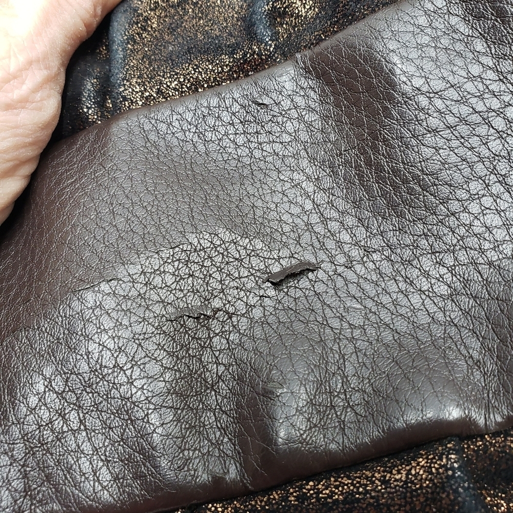 The Sak Deena Leather Crossbody Hobo Bag Foldover Multi Texture Shimmer - Picture 15 of 16